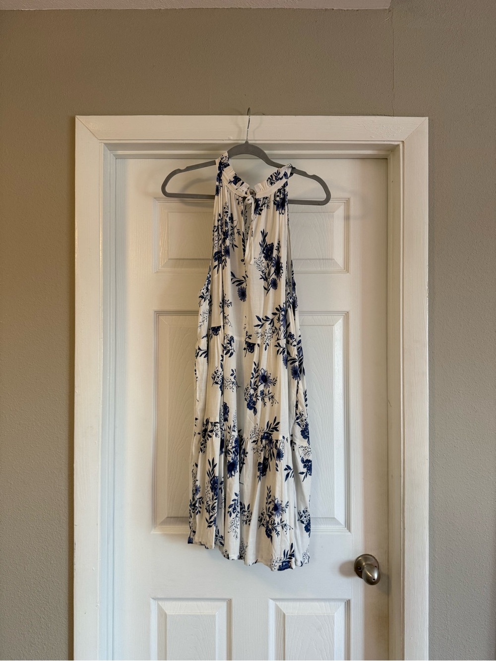 3x, torrid. Cream Halter Sundress with Navy Floral Print